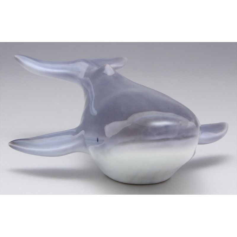 Arita Pottery Kitagawa Bisho Kiln Whale Figurine, Gray