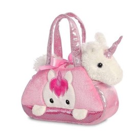 Aurora World 32795 Aurora Fancy-Pal Peek-A-Boo Pet Carrier, Pink and White, 8in, Unicorn Gift