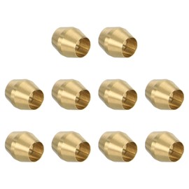 PATIKIL 1/8" ID Compression Sleeve Ferrules, 10 Pack Brass Sleeve Ferrules Compression Fitting Assortment Kit for Water Oil Air Pipe