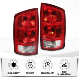 HECASA Tail Light Compatible with 02-06 Dodge Ram 1500/03-06 Dodge Ram 2500 3500 Taillight Lamp Signal Brake Lamp w/Bulbs and Wiring Harness Replacement for CH2801147 CH2800147 Pair Red