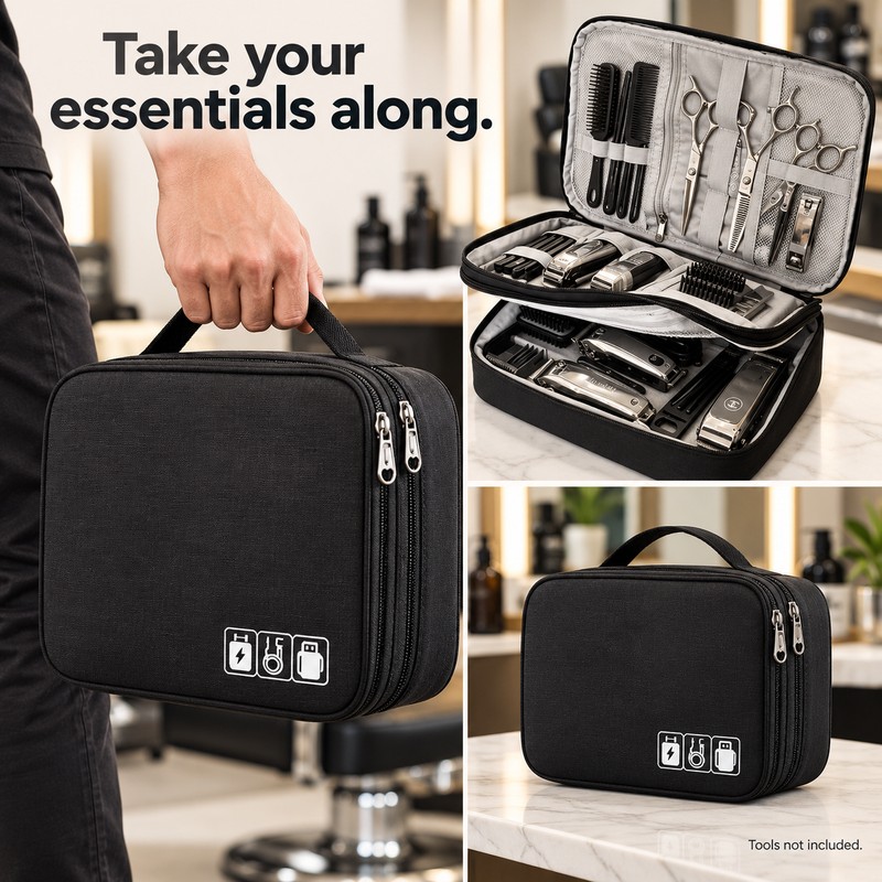 3-Layer Barber Tool Organizer Bag for Hair Styling – Large