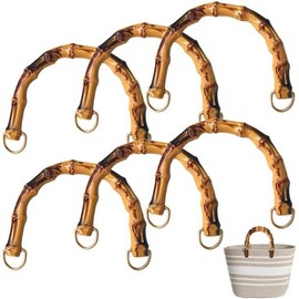 6 Pieces Bag Handles for Bag Making, Plastic Purse Handles, Bamboo Shape Handles, Bags Handle Replacement Accessories, DIY Bag Handles, U Shape Handbag Handle for Crochet Handmade Bag Shopping Bag