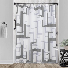 Naturoom Grey Shower Curtains W 72 x H 72,Modern Geometric Curtain Set Grey and White Shower Curtains for Bathroom Decor,Water Repellent Fabric Washable Bath Curtain,72x72