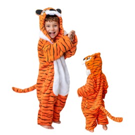 Seawhisper Children's Tiger Costume, Animal Costume, Jumpsuit, Onesie, Fancy Dress Costumes, Boys, 104–110
