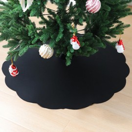 Slsxip Nonwoven Christmas Tree Skirt,36 inch Scalloped Edge for Xmas Tree and Seasonal Holiday Indoor Decoration(Black,36 inch)