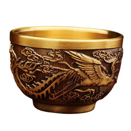 CIYODO Versatile Copper Tea Cup Wine Goblet Vintage Brass Chinese Chalice Office Decor Cultural