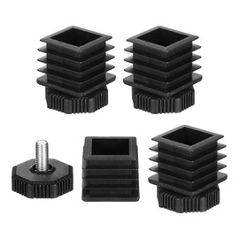 uxcell 4 Set Leveling Feet, M8x35x35mm Plastic Adjustable Furniture Leg Leveling Square Tube Insert Screw-in Glide Levelers for Table Chair Furniture, Black