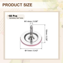 sourcing map 60Pcs Upholstery Tacks, 11mmx10mm Flat Head Thumb Tack Decorative Furniture Nails Push Pins for Furniture Sofa Headboards, Pink
