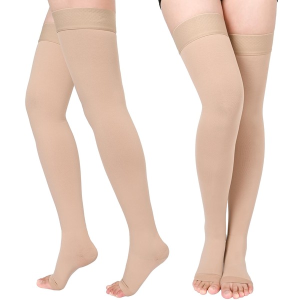 2 Pairs Compression Stockings for Women & Men, Thigh High