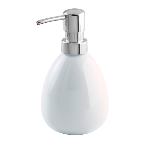 WENKO Polaris Ceramic Soap Dispenser, Countertop, Pump Bottle for Kitchen and Bathroom, 0,1 Gal, White, 10 x 9.4 x 16.5 cm