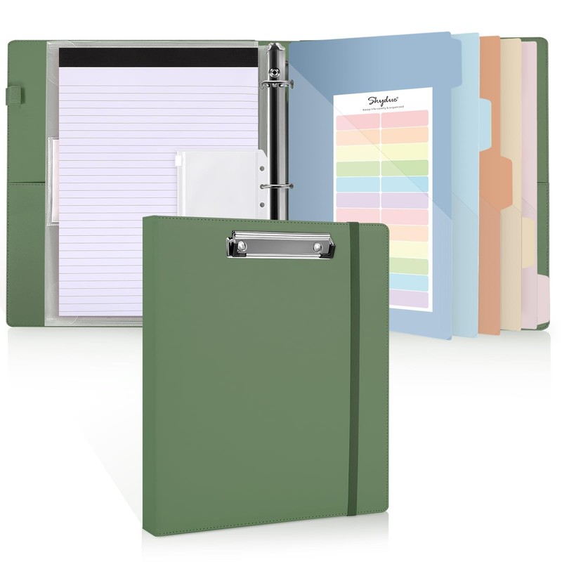 SKYDUE Clipboard Binder with Refillable Notepad, PU Clipboard Folder Includes