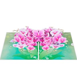 3D Birthday Card, Pop Up Phalaenopsis Greeting Card with Envelope for Use as Encouragement Cards, Graduation Cards, Consolation Cards, Thank You Cards
