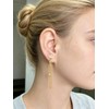 Gold Plated CZ Tassel Chain Stud Earrings For Women