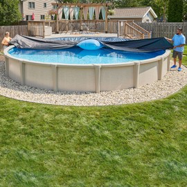 Doheny’s Solid 10 Year Winter Pool Cover for In-Ground Pools – 18' Round – Featuring Doheny’s Exclusive Tear Resistant Weave – Includes Free Cable and Ratchet Kit – Cold Weather Protection
