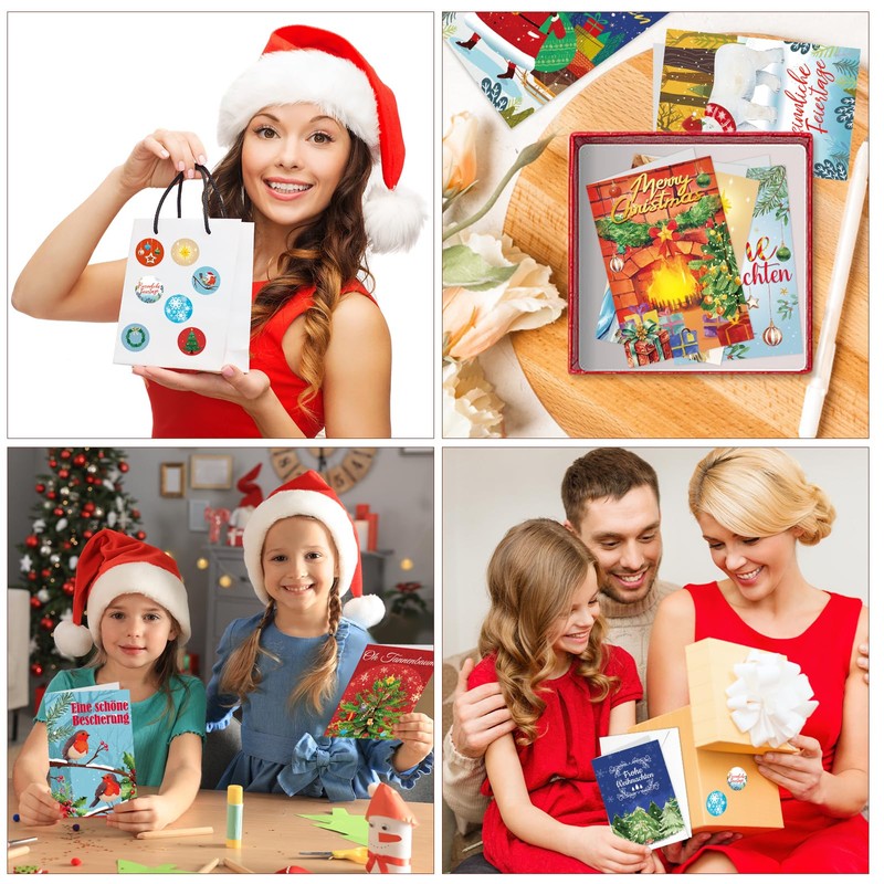 DPKOW 16 Christmas Cards with Envelope Stickers, Merry Christmas Cards
