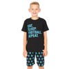 Boys Eat Sleep Football Repeat Blue Short Cotton Pyjamas (8-9