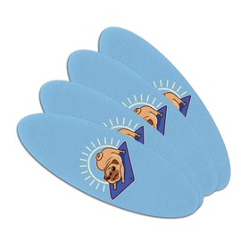 Downward Facing Dog Pug Doing Yoga Double-Sided Oval Nail File Emery Board Set 4 Pack