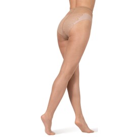 BANANALU 20 Denier Lace Tights Bikini Bottoms Matt Look, honey