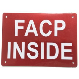 FACP Inside Sign -Fire Alarm Control Panel Sign (RED,Aluminum 7X5, Reflective)