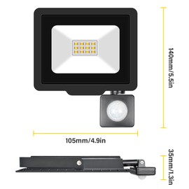 Willpower 10 W 1000 LM LED Outdoor Spotlight with Motion Sensor LED Headlight 3500 K Warm White IP66 Waterproof LED Outdoor Floodlight for Garage Hallway Garden Courtyards Hotel Sports Field