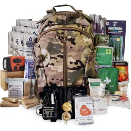 Sirius Survival 2 Person Emergency Kit/Survival Backpack for 72 Hours, Natural Disasters & More - Camo