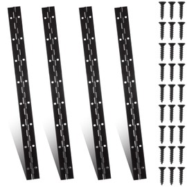 AKOLAFE 4 Pack Black Piano Hinge Heavy Duty 16 Inch Stainless Steel Piano Hinge 1.2” Wide Continuous & Piano Hinges with 64Pcs Screws Continuous Hinge with Holes for Boat Cabinet Door Box Furniture