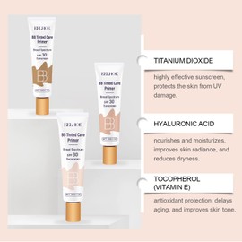 2Pcs BB Blur Tinted Moisturizer SPF 30,BB Cream Tinted Moisturizer, BB Tinted Care Primer,Hydrates & Smooths Your Skin. (Natural)