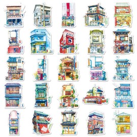 50 PCS Stickers for Japanese Retro Water Bottle|Vinyl Waterproof Sticker for Laptop Skateboard Phone Car Decals for Teens Adults for Party Favors Supplies Decor (Street Shop Stickers)