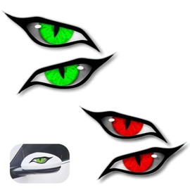 Yowfond Evil Eyes with Green Iris Vinyl Drone Motorcycle Helmet Car Sticker 70 x 30 mm Pack of 2