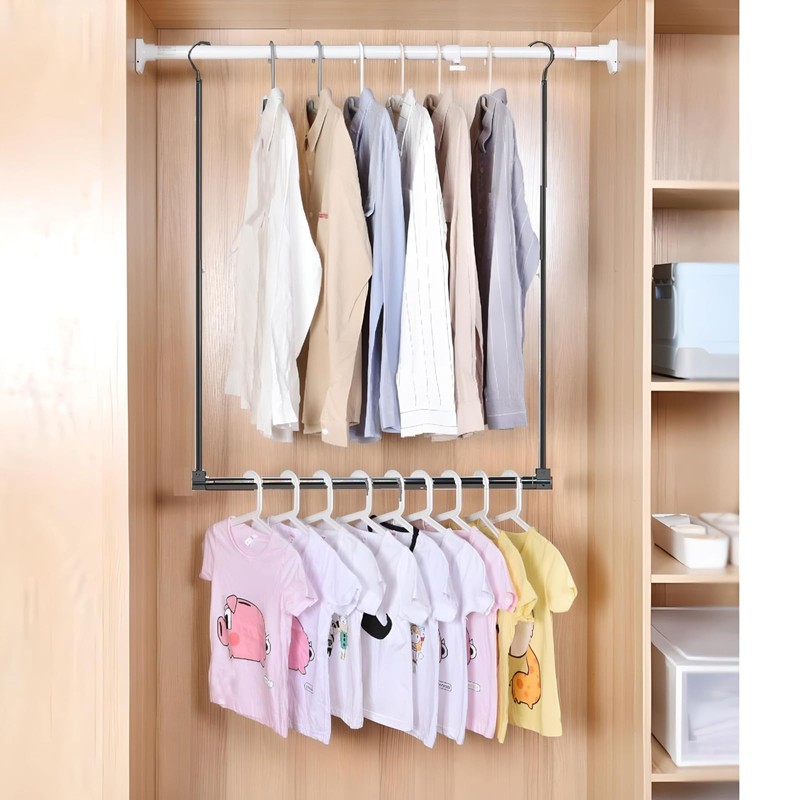 Adjustable Hanging Closet Rod, Extender Hanging Rod, Closet Hanging Organizer,