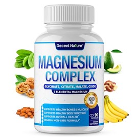 Decent Nature Complejo Magnesio Elemental Suplemento 1000mg Glicinato Citrato Malato