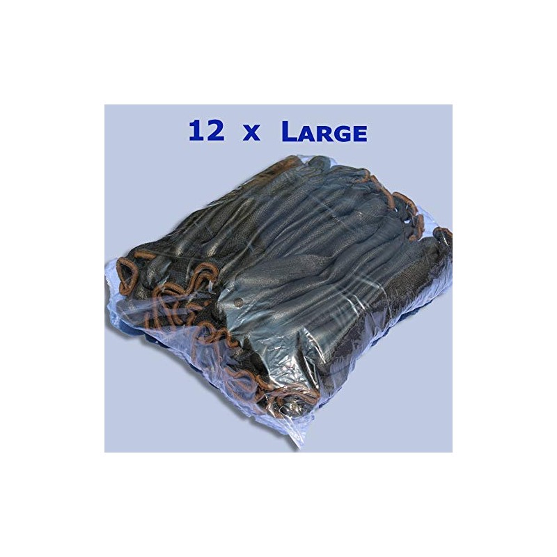 eVCom 12pairs PU Coated Black Work Gloves (improved quality). For