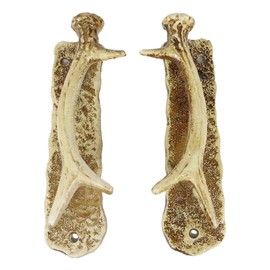 Ebros Set of 2 Western Rustic Deer Antlers Door Pull Handle Hardware Pack of 2 Speckled Brown Left and Right Sides Decorative Accent 8" High for Barn Doors Entrance Main Cabin Lodge Country Home