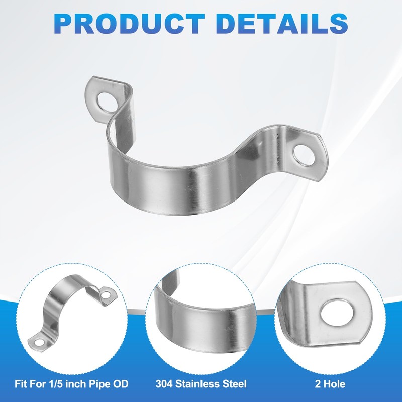 PATIKIL 45mm Rigid Pipe Strap, 12 Pcs 304 Stainless Steel