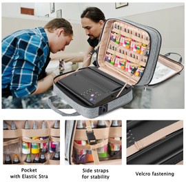ELCUPA - Estuche de transporte de tatuajes, organizador de suministros de tatuaje, estuche de suministros de tatuaje, bolsa de transporte para impresora de plantillas de tatuaje, tinta de tatuaje, equipo de tatuaje, bolígrafos de tatuaje, talla XL gris (