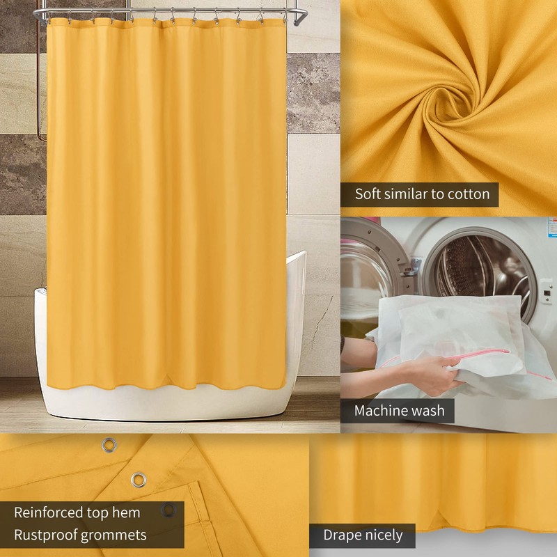 ALYVIA SPRING Yellow Shower Curtain or Liner with 3 Magnets