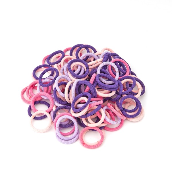 100 Pcs Elastic Hair Ties, Mini colorful Hair bobbles for girls，Ponytail Holders Baby Hair Bands，10 Colors Toddler Hair Bands (Gradient Purple)