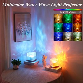 Cube Ocean Wave Lights Projector,16 Colors Changing Lamp Dimmable Mood Lighting Crystal Lamp,Remote Aurora Night Light with Dynamic Ripple Effect for Bedroom Playroom Decor Kids Teens Gifts,Cool Stuff