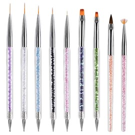 Juego de 9 pinceles de uñas con pincel delineador y bolígrafos punteados para uso doméstico y profesional en salones de belleza