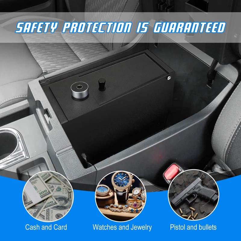 3mirrors Center Console Safe Gun Safe Box with Fingerprint Lock