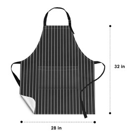 Britimes 2 Pack Aprons, Stripe Durable Adjustable Bib Aprons with 2 Pockets for Women Men Couple Lovers Chef Home Kitchen Cooking Baking Gardening Black Grey Stripes Apron 32x28 Inches