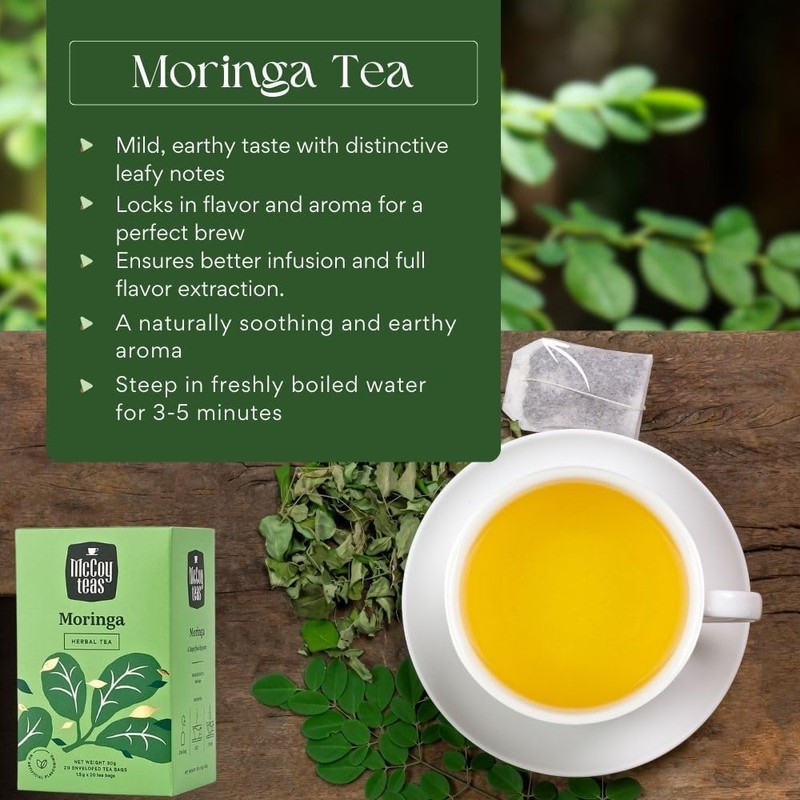 McCoy Teas Moringa Tea Individually Wrapped Tea Bags Collection Herbal