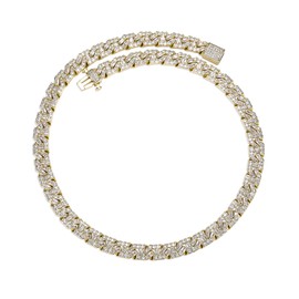 TOPGRILLZ Cuban Link Chain for Men Gold Jewelry Silver Baguette Diamond Miami Choker Necklace for Women 9mm Iced out 14K Gold Plated Gifts for Women（Gold, 16IN