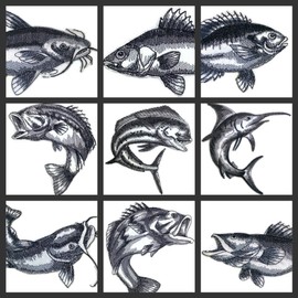 Nature's Bounty Beautiful Custom Fish Sketch[ Largemouth Bass Fish ] Embroidered Iron On/Sew Patch [6.8" x5"]Made in USA]