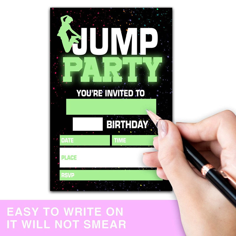 ONDTOM Jump Trampoline Birthday Party Invitations With Envelopes(4" x 6")-