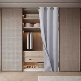 BGment Light Grey Door Curtain 80 Inch Length for Doorway, Bedroom Closet Curtain, Privacy Thermal Insulated Blackout Grommet Room Divider for Room Separation, 1 Panel, 42 Inch Wide