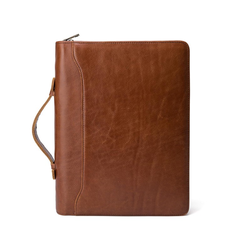 Geslun Genuine Leather Portfolio with Hidden Handle, Front Pocket, Business