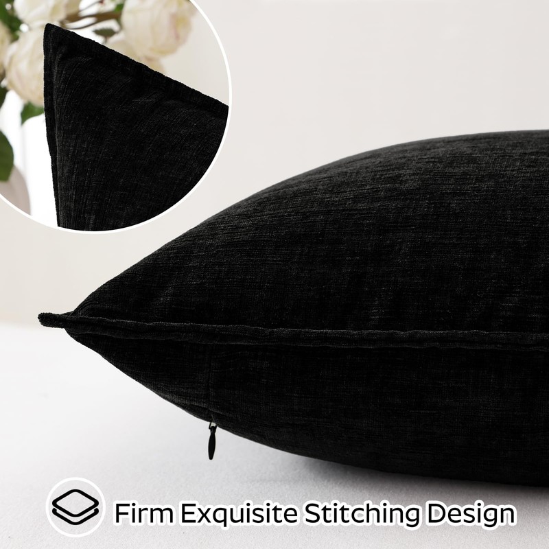 Sungeek Set of 2 Soft Chenille Cushion Covers 40x40cm Square