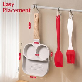 Biubumtu Egg Frying Pan Nonstick - 3 Section Egg Skillet 3-In-1 Divided Breakfast Grill Pan, 7.9" Omelette Pan Compatible with Gas Stove & Induction Cooktops, PFOA Free