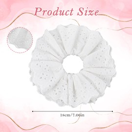 White Large Lace Scrunchies, Oversized Scrunchie Satin Hair Scrunchies Lace Double Layer No Damage Hairties Elastic Ponytail Hair Holder Accessories Thick Bulk Scrunchie for Ladies Girls